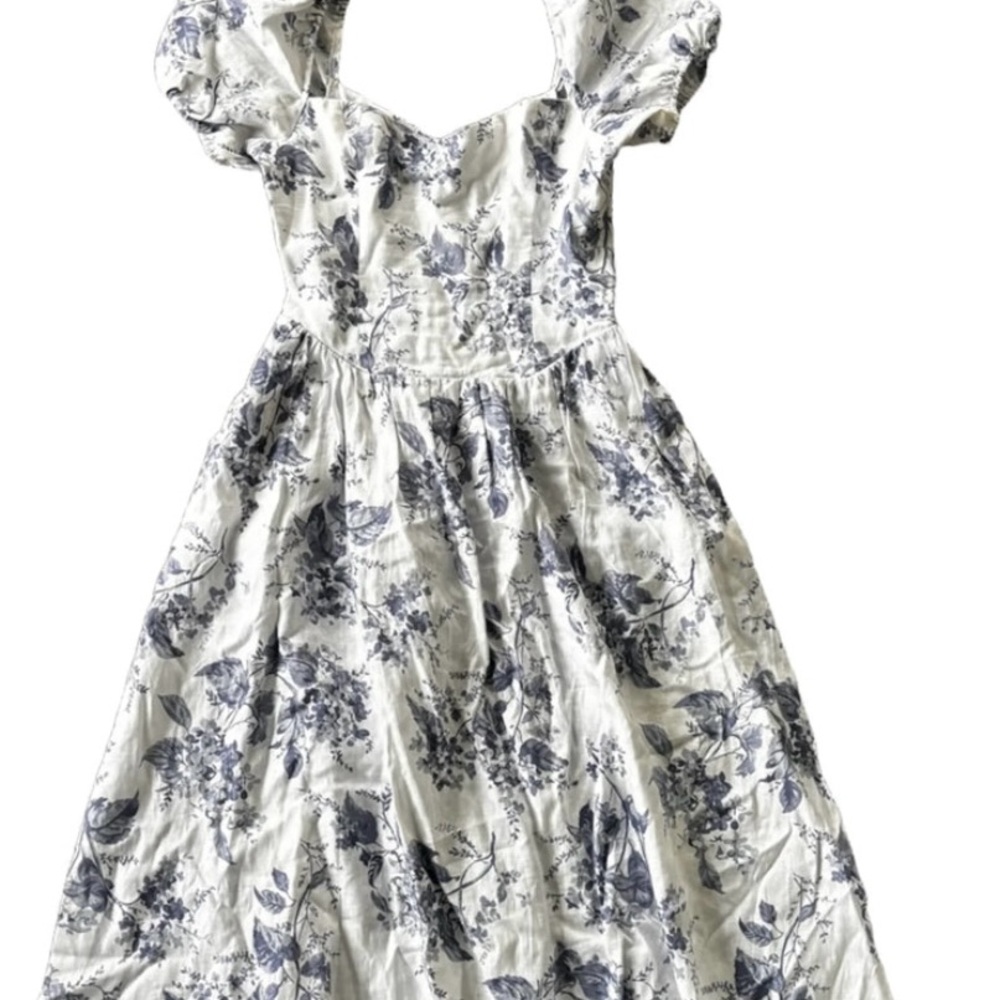 Reformation Davila Shirred Floral-Print Linen Midi Dress - Picture 4 of 4